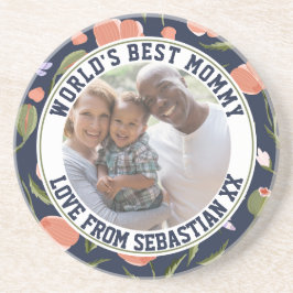 Mammie Gepersonaliseerd fotosjabloon bloem Zandsteen Onderzetter