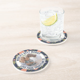 Mammie Gepersonaliseerd fotosjabloon bloem Zandsteen Onderzetter