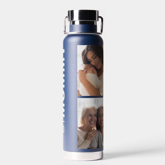 Mammie gevestigd | Aangepaste datum 4 Foto Trendy Waterfles (Achterkant)