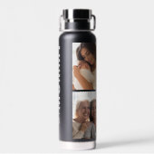 Mammie gevestigd | Aangepaste datum 4 Foto zwart Waterfles (Achterkant)