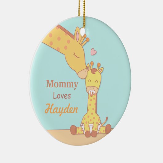 Mammie Giraffe en Calf Cute Personalized Ornament (Rechts)