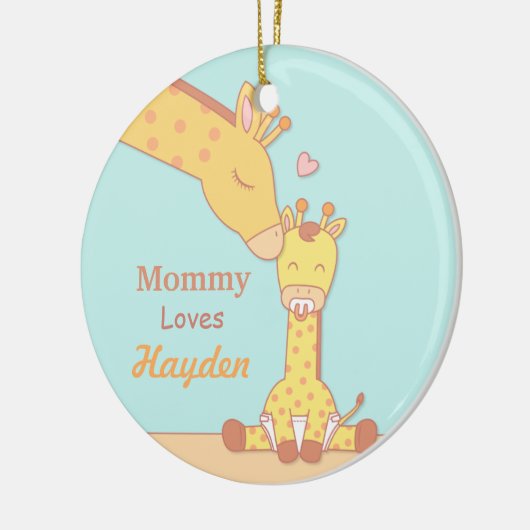 Mammie Giraffe en Calf Cute Personalized Ornament (Links)