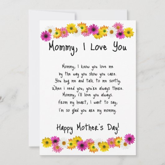 Mammie, ik hou van jou feestdagenkaart (Voorkant)