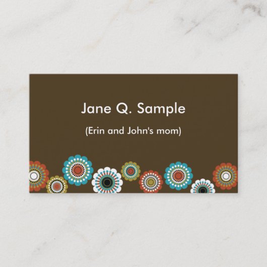 Mammie-informatiekaart in bruin contactkaartje (Voorkant)