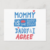 Mammie is de baas papa en ik ben het ermee eens briefkaart (Voorkant)
