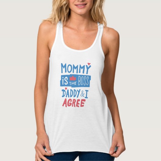 Mammie is de baas papa en ik ben het ermee eens tanktop (Voorkant)
