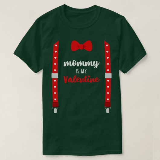 Mammie is mijn Valentijn Hart Mam Suspenders Bow. T-shirt (Design voorkant)