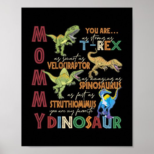 Mammie je bent net zo sterk als rex dinosaur moede poster (Voorkant)