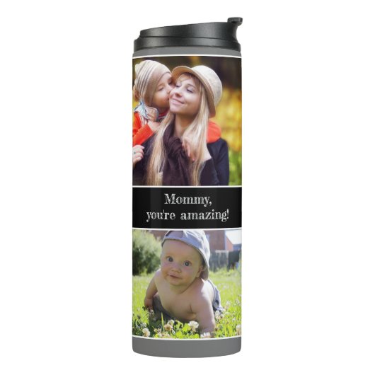 Mammie Je bent Verbazingwekkend Fotocollage Custom Thermosbeker (Gedraaid links)