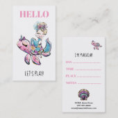 *~* mammie kaart - HALLO afspeeldatum Glitter Merm Visitekaartje (Voorkant / Achterkant)