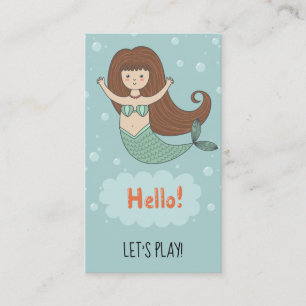*~* Mammie-kaart - Play Date Card Mermaid Starfish Visitekaartje