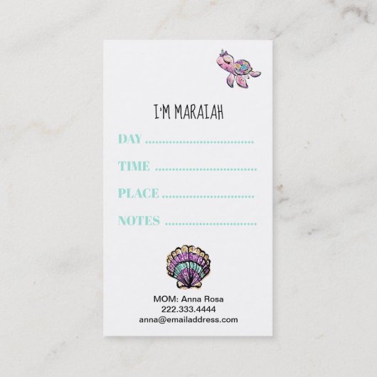 *~* Mammie-kaart - Speel de Datum van de HALLO Visitekaartje (Achterkant)