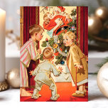 mammie kerstmis kussen feestdagen kaart<br><div class="desc">mammie die kerstfeestkaart kust. In dit grappige ontwerp zitten drie kinderen die mama's zoenen kerstman. Wat een mooie retro vakantie scène. Pas dit aangepaste ontwerp aan met uw eigen binnengroet.</div>