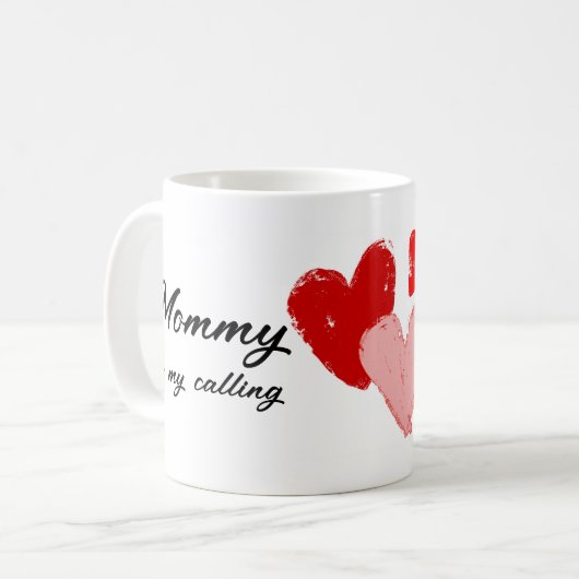 Mammie Moederdag Funny Quote Red Pink Hearts Koffiemok (Voorkant links)