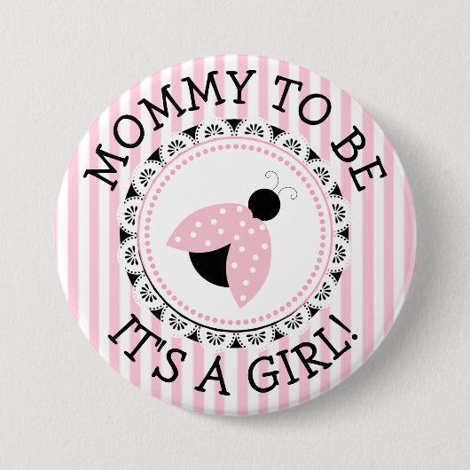 "Mammie moet roze zijn" Button Baby shower (Voorkant)