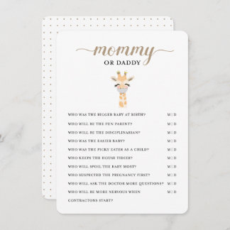 Mammie of papa - Baby shower game Enclosure Card Informatiekaartje