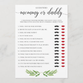 Mammie of papa Baby shower Game Greenery Theme