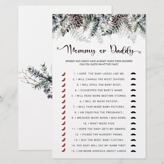 Mammie- of papa-baby-spel (Voorkant / Achterkant)