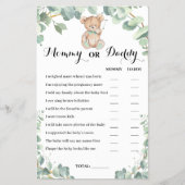 Mammie of papa Beer Greenery Baby shower Game Card Flyer (Voorkant)
