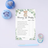 Mammie of papa Beer Greenery Baby shower Game Card Flyer (Enkel)