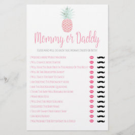 Mammie of papa Pineapple Summer Baby shower Game Flyer