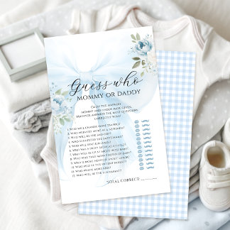 Mammie of Pappie Blauwe Strik Bloemige Baby Shower
