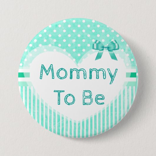 Mammie om Baby shower Button blauw te worden (Voorkant)