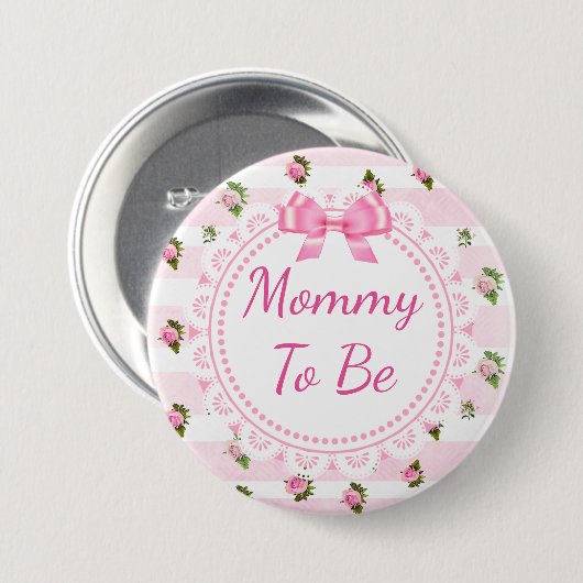 Mammie om Baby shower Button Roze rozen te worden (Voorkant /achterkant)