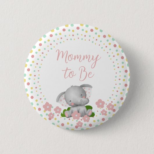Mammie om Baby shower Button te worden - Roze olif (Voorkant)