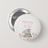 Mammie om Baby shower Button te worden - Roze olif (Voorkant /achterkant)
