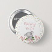 Mammie om Baby shower Button te worden - Roze olif (Voorkant /achterkant)