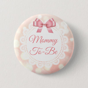 Mammie om Baby shower koraal Button te worden