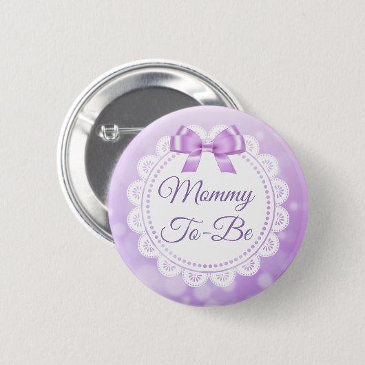 Mammie om Baby shower Paarse Button te worden (Voorkant /achterkant)