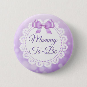 Mammie om Baby shower Paarse Button te worden