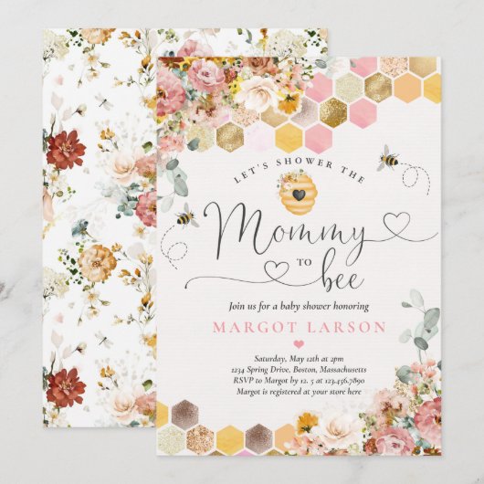 Mammie om Baby shower van de Boho-voorjaarsbloem t Kaart (Voorkant / Achterkant)