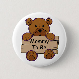 Mammie om Baby shower van Teddy Bear te worden Ronde Button 5,7 Cm