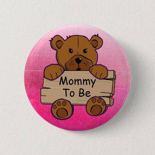 Mammie om Baby shower van Teddy Bear te worden Ronde Button 5,7 Cm