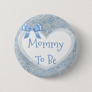 Mammie om Blauwe Baby shower Button te zijn