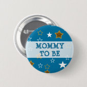 Mammie om Blauwe en Gouden Stars Button te zijn (Voorkant /achterkant)