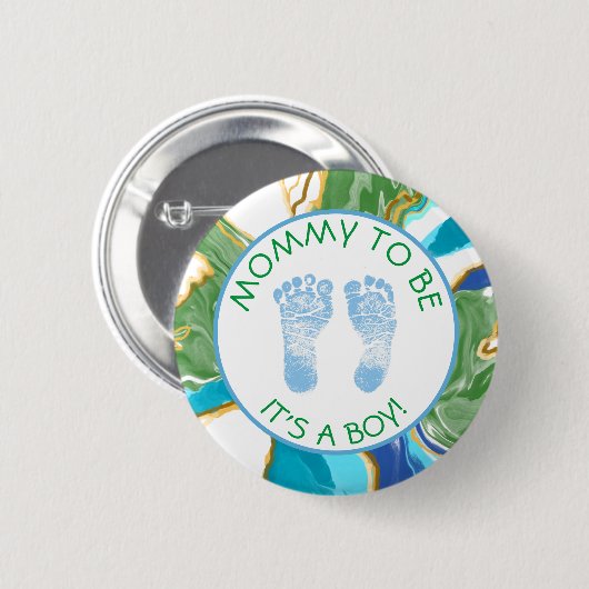 Mammie om Blauwe en Groene Baby shower Button te z (Voorkant /achterkant)