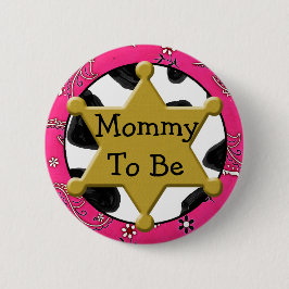 Mammie om Blue Bandanna Baby shower Button te zijn