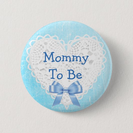 Mammie om Blue Lacy Baby shower Button te zijn (Voorkant)