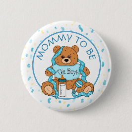 Mammie om Blue Teddy Bear Baby shower Button te zi