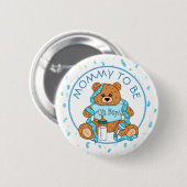 Mammie om Blue Teddy Bear Baby shower Button te zi (Voorkant /achterkant)