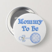 Mammie om een baby blauwe baby shower Button te zi (Voorkant /achterkant)