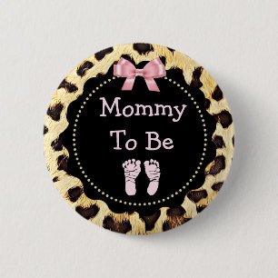 Mammie om een Baby shower te worden van de Leopard Ronde Button 5,7 Cm