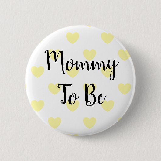 Mammie om Geel Baby shower Button te zijn (Voorkant)