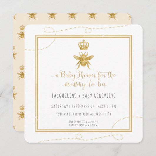 Mammie om goud te worden Glitter Gele Baby Uitnodi Kaart (Voorkant / Achterkant)