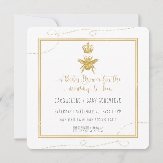 Mammie om goud te worden Glitter Gele Baby Uitnodi Kaart (Voorkant)