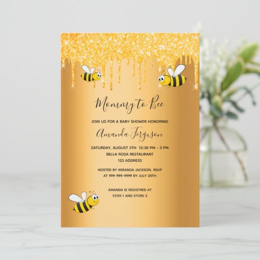 Mammie om goudglitter baby shower te worden kaart (Staand voorkant)